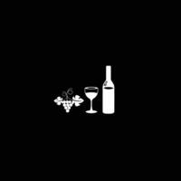 A bottle of wine and a glass of wine on a black background vector