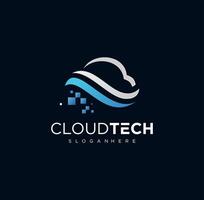 Cloud tech logo design vector