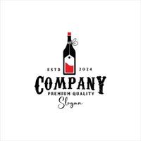 Wine bottle logo design template vector
