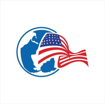 The american flag and the world in the background vector