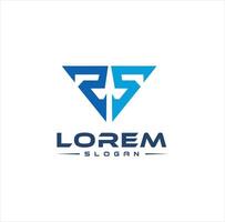Logo design with blue triangle and arrow vector