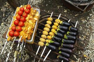 delicious grilled vegetables ,mushrooms, tomato, zucchini, potato photo