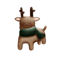 a cartoon reindeer wearing a scarf on a transparent background png
