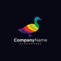 Rainbow duck logo design template vector