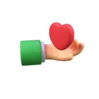 Hand with love isolated 3d render icon illustration png