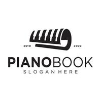 Piano book logo design vector