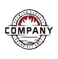 Barbecue fire flame logo design vintage emblem vector