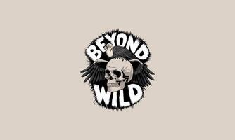 Vulture perched on a skull with Beyond Wild text vector