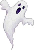 White Floating Ghost with Open Arms Watercolor Illustration Symbol png