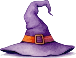 Lavender Witch Hat with Twisted Point Top Watercolor Illustration Element png