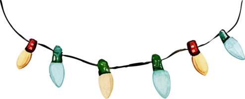 Festive String Lights with Multicolor Bulbs Simple Design png