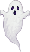 White Ghost with Surprised Face Expression Watercolor Illustration Symbol png
