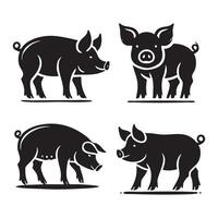 White background hosting a range of pig silhouette styles vector