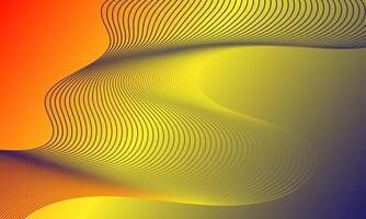 abstract wavy flowing lines in perspective colorful background vector