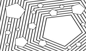 abstract geometric Black and white Psychedelic pentagon illusion Linear Wavy Backgrounds vector