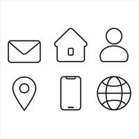 Set of icons. Icon envelope, email, home, interface account, location, mobile phone, earth, internet, web site. Icons for app, website, interface. vector