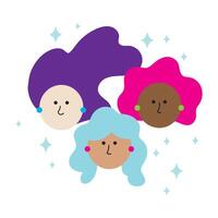 Diversity. Three women. Community. Inclusion. Team work. vector