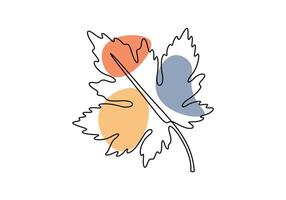 Continuous one line drawing of spring maple leaf botany style for posters wall art graphic illustration vector