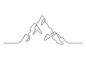 Continuous single line drawing of mountain landscape graphic illustration vector