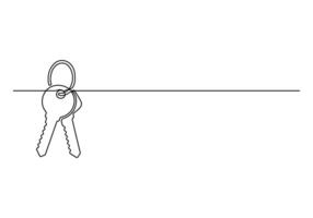 Continuous line drawing of keys graphic illustration vector