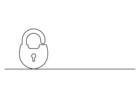 Continuous one line drawing of a padlock graphic illustration vector