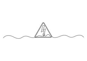 Dangerous sign, Caution sign, continuous one line drawing. Graphic illustration vector