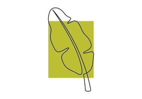 Banana leaves continuous one line drawing graphic illustration vector