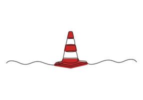 Traffic cone and road divider tool continuous single line drawing graphic illustration vector