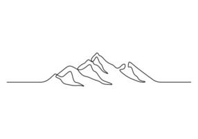Continuous line drawing of mountain ridge landscape. Pro illustration vector