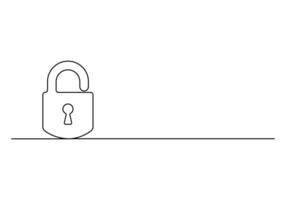 Continuous single line drawing of a padlock pro illustration vector