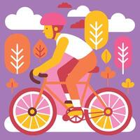 A man riding a bicycle in the forest vector