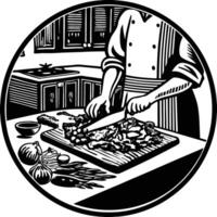 Chef chef chopping vegetables vector