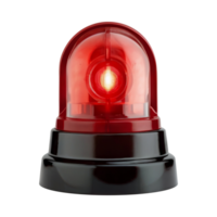 3d red siren warning light on transparent background png