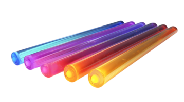 a set of colorful plastic tubes on a transparent background png