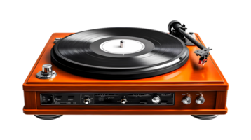 an orange turntable with a record player on top png