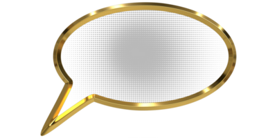 Shiny 3D chat bubble with golden edge rendering for online live chat design element png