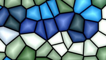 Realistic abstract looping animation of the moving fancy textured shining blue polygonal mosaic pattern. soft color. video
