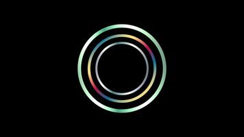Colorful circle spinning simple loop background. rotating color ring on black. futuristic circular ring. video