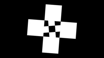 rotating white square box on black background. slow motion. video