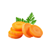 Fresh carrot slices with green leaf on transparent background png