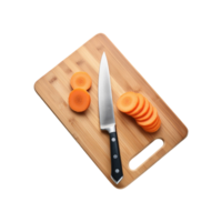 Fresh Carrot slices with chopping board on transparent background png