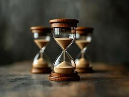 Concept of emotional burnout represented by falling sand in hourglass, perfect for stress awareness designs photo