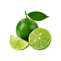 lime fruit with slices on transparent background png