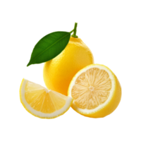 lemon with slices on transparent background png