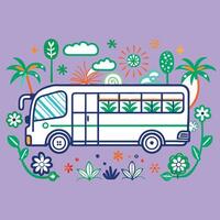 A bus with flowers and plants on it vector