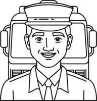 A man in uniform with a bus in the background vector