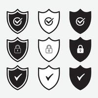 Security shield sign illustration, Lock security icon, Set of security shield icons, security shields symbols with check mark and padlock, Shield security icon vector