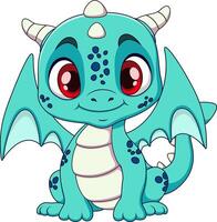 An adorable cartoon dragon with a cheerful expression, large red eyes, and a playful design. vector