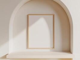 Minimalist interior design with light wooden frame mock up for modern living spaces photo