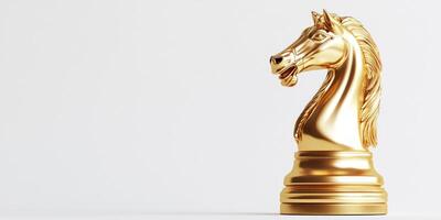 Golden chess knight floating elegantly in mid air for strategic design photo